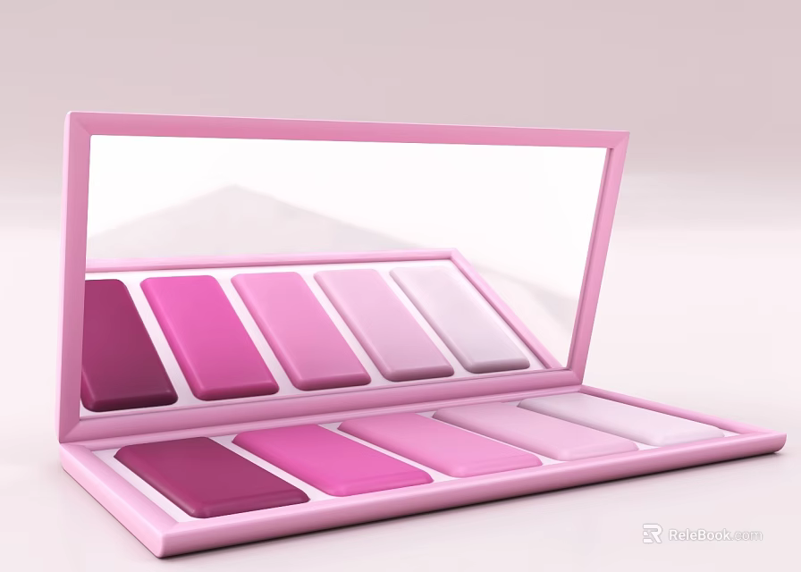 Professional Pink Open Eyeshadow Palette With Various Pink Purple Shades And Transparent Lid 3d model 