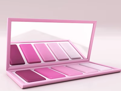 Professional Pink Open Eyeshadow Palette With Various Pink Purple Shades And Transparent Lid 3d model