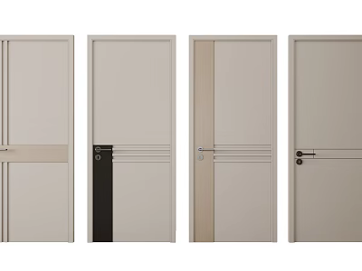 Light Colored Hinged Doors With Various Modern Designs And Decorative Handles 3d model