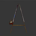 Easel with Musical Instrument Painting and Art Supplies Including Paint Brushes