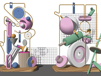 Modern beautiful Chen ornaments combination 3d model
