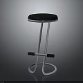 Modern Bar Stool Furniture With Black Seat Silver Metal Frame And Footrest
