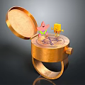 SpongeBob And Patrick Star In Golden Open Box With Circular Base And Shiny Surface 3d model