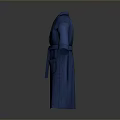 Blue Terry Cloth Robe With Belt And Front Pockets For Daily Use