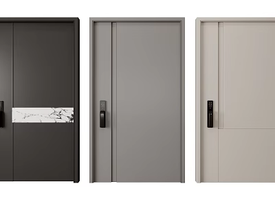 Modern Hinged Doors In Black Gray Beige With Sleek Minimalist Design 3d model