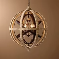 Decorative Spherical Chandelier With Crossed Metal Frame And Illuminated Bulbs Design