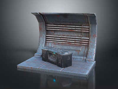 Industrial Mechanical Equipment With Open Top Rusted Metal Structure And Control Console 3d model