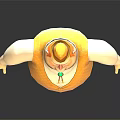 Chubby 3D Cartoon Character With Hat Green Pendant Yellow Vest Brown Pants Red Shoes