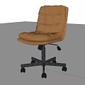 Brown Leather Office Chair With Padded Backrest Swivel Base And Wheels
