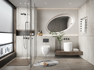 Modern Toilet Table Cabinet Shower Toilet Towel Rack 3d model