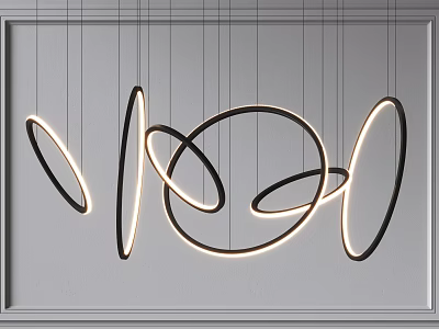 Modern Circular Ring Chandelier with Illuminated Curved Design for Minimalist Interior Living Space 3d model