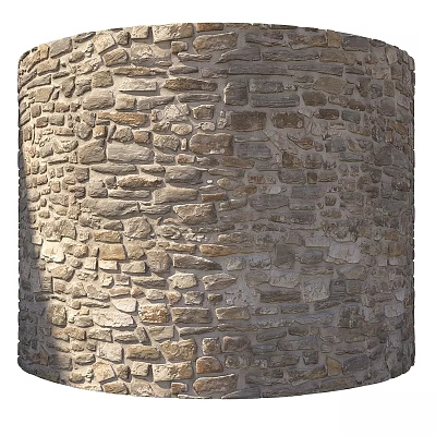 Natural Stone Cylindrical Wall Structure With Textured Masonry Building Component Surface 3d model