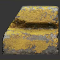 Gray Building Bricks Featuring Yellow Rust Patches And Stacked Structure On Reflective Background 3d model