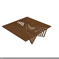Modern Wooden Coffee Table With Crisscross Slats And Unique Base Design