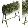 Green Metal Planter Stand with Lush Verdant Plants for Indoor Outdoor Decor