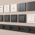 Wall Mounted Black And White Switch Panels With Various Modern Designs 3d model
