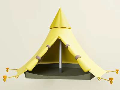 Kids Yellow Play Tent With Safe Design For Indoor Outdoor Fun 3d model