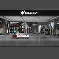 Modern Clothing Store Interior With Mannequins Hanging Clothes And Apparel Shelves
