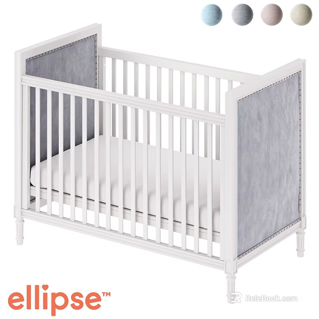 Modern White Children's Bed With Gray Padded Sides And Railed Design 3d model 