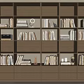 Modern Wooden Bookcase With Multiple Shelves Drawers Books And Decorations