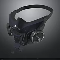Mechanical Gas Mask Structure With Head Strap Circular Fan And Metal Components