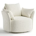 Single Sofa For Living Room With Neutral Tone Soft Pillows And Modern Textured Fabric