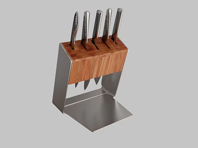 Modern Kitchen Cabinets With Wooden And Metal Knife Block Holder Design 3d model