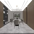 Modern Living and Dining Room Interior With Dining Table Chairs Chandelier TV Wall Marble Floor