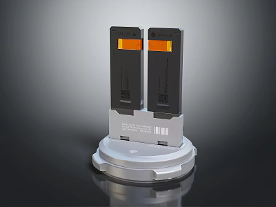 Dual Mobile Phone Battery Charger With Black Design Orange Accent And Silver Base 3d model
