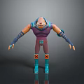 3D Game Movie Character With Purple Vest Brown Pants Blue Boots And Orange Accents