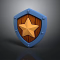 Shield As Defensive Weapon With Wooden Center Blue Border And Golden Star