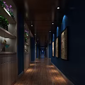 Vintage Restaurant With Black Ceiling White Hand Drawn Art Dark Wooden Flooring Striped Cushion Chairs