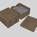 Brown Fabric Storage Boxes For Home Organizing With Open Case And Gray Cloth Lining 3d model