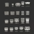 Wine Bottles and Glasses Collection with Various Styles and Designs