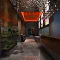 Modern Hot Pot Restaurant Interior With Hanging Lights And Dining Tables Setup