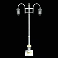 Traditional Roadside Street Lamp With Double Lanterns White Pole And Square Base