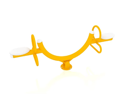 Yellow Outdoor Seesaw With White Seats And Curved Design For Playgrounds 3d model