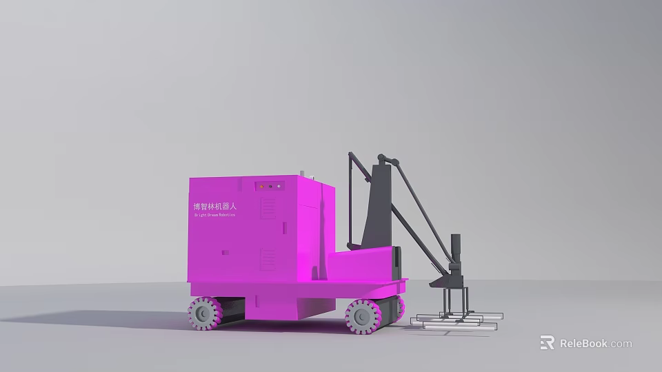 Pink ATHELING Mobile Industrial Equipment With Mechanical Arm And Wheels 3d model 