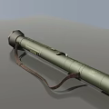 Military Green Cylindrical Weapon Scope with Brown Strap and Black End Components 3d model