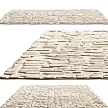 Natural Beige Square Rug with Embossed Stone Pattern for Home Decor