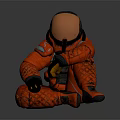 Astronaut In Red Spacesuit Sitting With Reflective Helmet For Cosmic Exploration