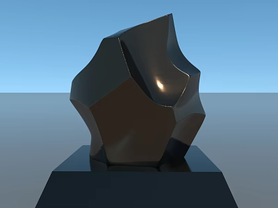 Modern Black Irregular Shaped Decorative Ornament Set with Glossy Surface on Black Base 3d model