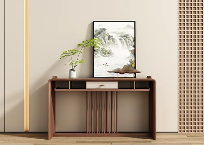 New Chinese Style Entrance End View Desk End View Desk End View Entrance Cabinet Case 3d model