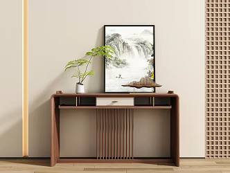 New Chinese Style Entrance End View Desk End View Desk End View Entrance Cabinet Case 3d model