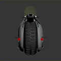 Futuristic White And Orange Motorcycle With Large Wheel Windshield And Exhaust Pipe