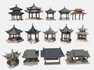 Other Classic Chinese Architectural Models Featuring Various Roof Structures And Details 3d model