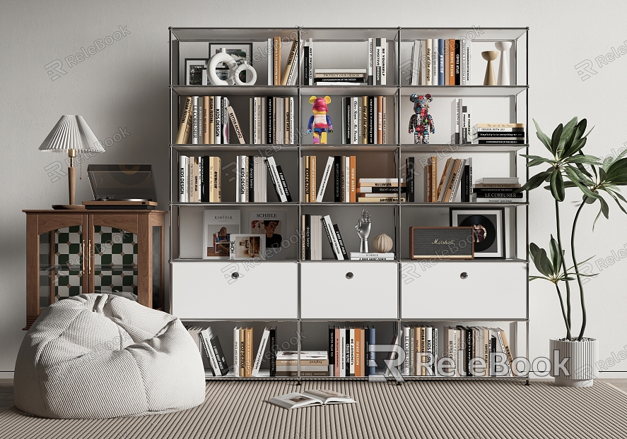 Modern Bookshelf Middle Ancient Bookshelf Decorative Cabinet Lazy Sofa Book Ornaments model