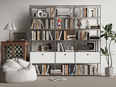 Modern Bookshelf Middle Ancient Bookshelf Decorative Cabinet Lazy Sofa Book Ornaments model