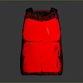 Character Creature Themed Backpack With Red Fabric And Silver Metallic Plates