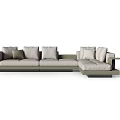 Modern Modular Sectional Sofa With Multiple Cushions And Light Upholstered Seats 3d model